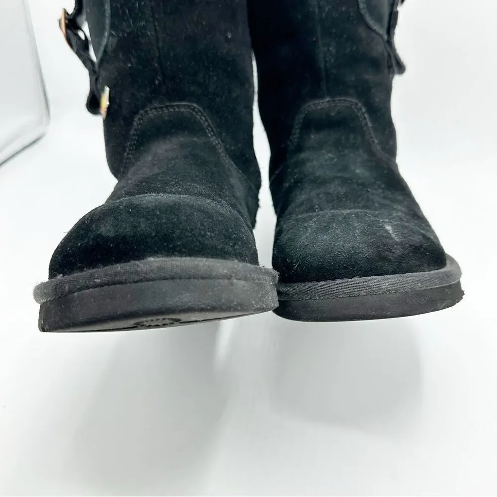 Ugg Tall boots with side pockets and buckles black suede size 6‎ EU 35